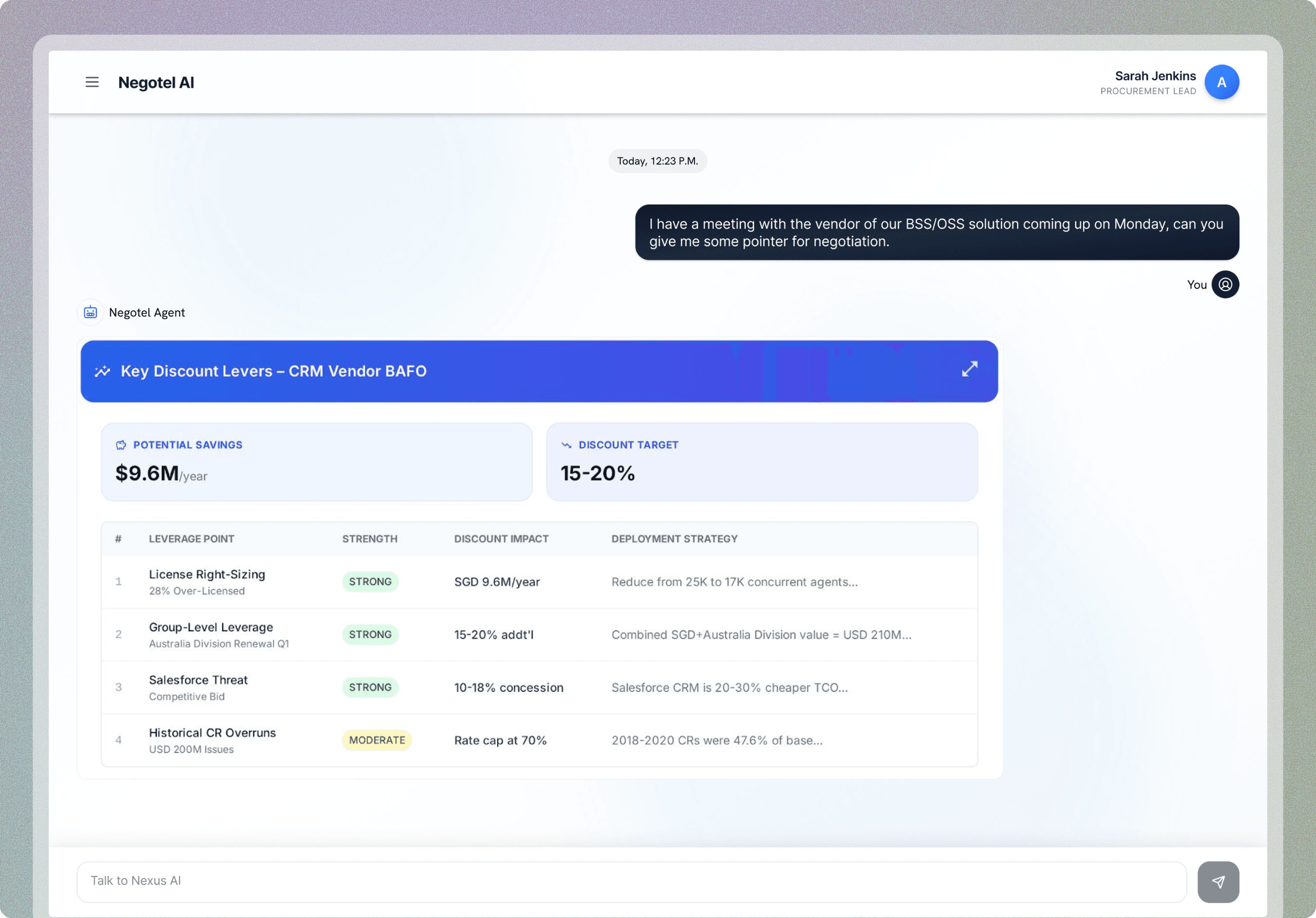 Negotel AI - Key Discount Levers, CRM Vendor BAFO